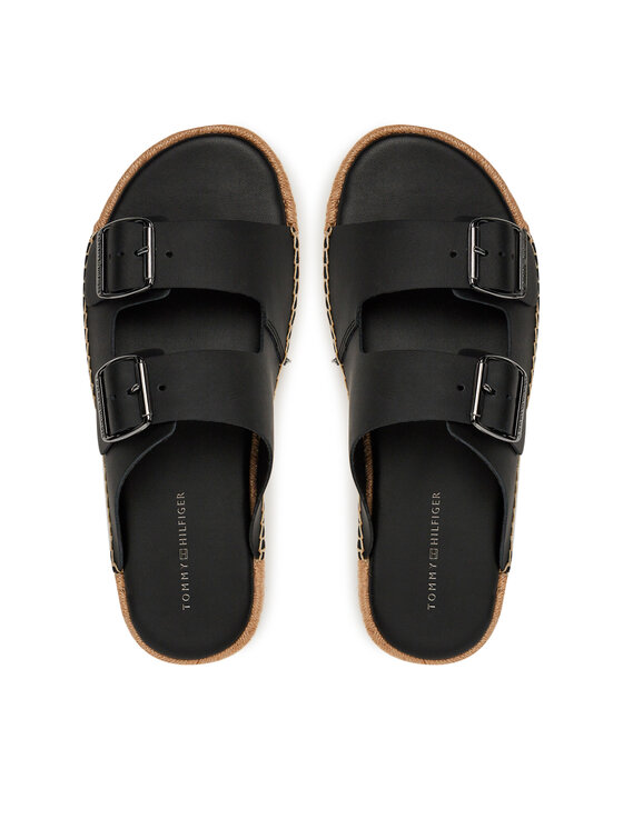 Tommy Hilfiger Espadrillas Tommy Hilfiger Flex Jutte Hilfiger Lth Sandal FM0FM05646 Nero