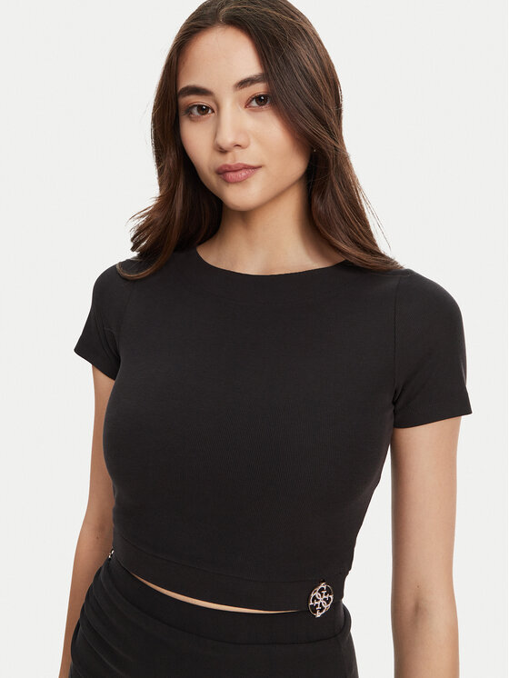 Guess Guess Футболка W5YP14 KAQL2 Чорний Regular Fit