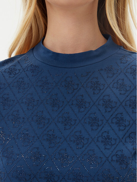 Guess Guess T-shirt W4BI26 J1314 Tamnoplava Slim Fit