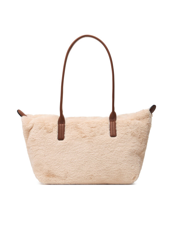 Tommy Hilfiger Kabelka Tommy Hilfiger Popette East West Tote Faux Fur AW0AW19310 Světle béžová