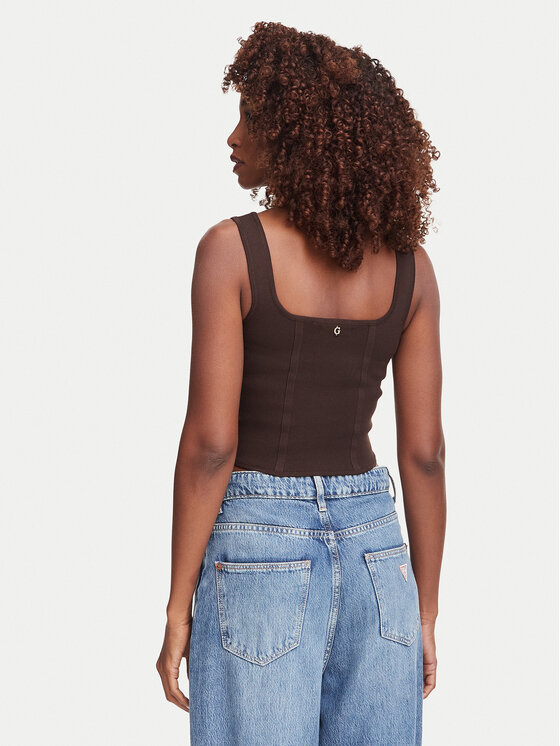 Guess Guess Top W6YZ08 Z0979 Marrón oscuro Slim Fit