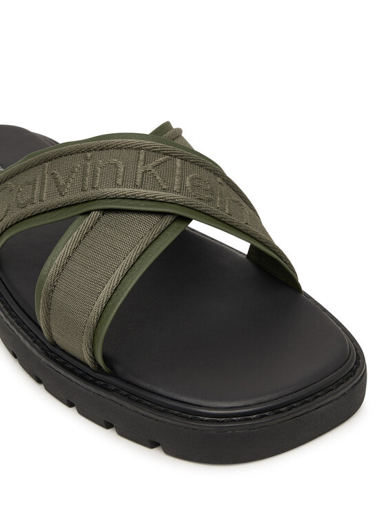 Calvin Klein Natikači Calvin Klein Sq Molded Sandal Xcross Wb HM0HM02101 Zelena