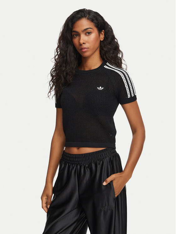 adidas adidas T-Shirt Knitted Crochet Tee KC6481 Μαύρο Regular Fit