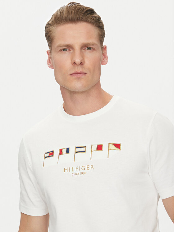 Tommy Hilfiger Tommy Hilfiger Marškinėliai Multi Flags MW0MW38616 Balta Regular Fit
