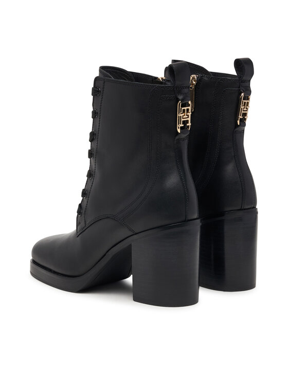 Tommy Hilfiger Зимни обувки Tommy Hilfiger Ltr Square Toe Heel Lace-Up Boot FW0FW09554 Черен