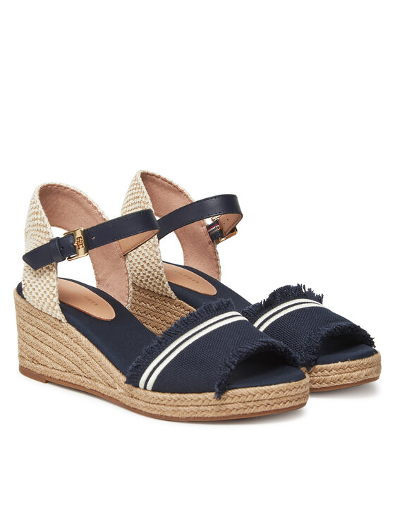 Tommy Hilfiger Espadrilles Tommy Hilfiger Fringe Canvas Medium Wedge FW0FW08879 Tumši zils