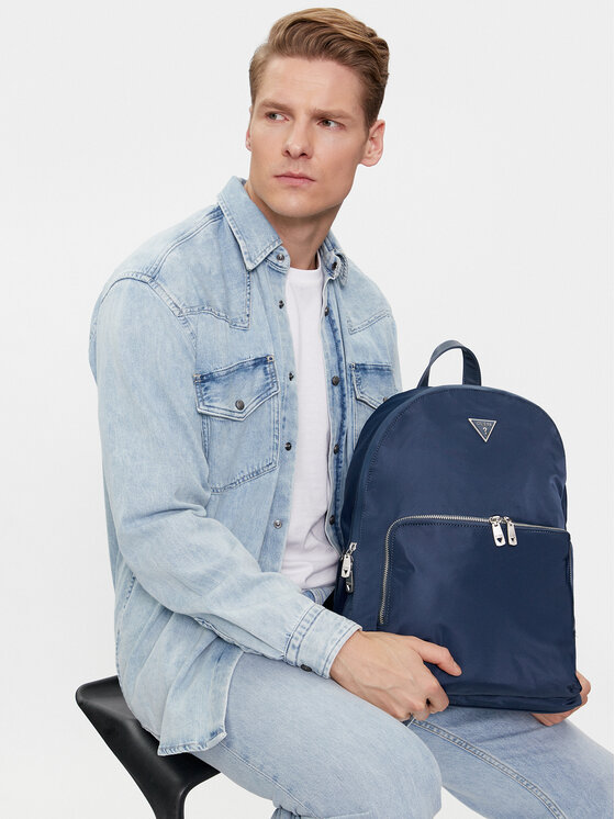 Guess Nahrbtnik Guess Certosa Nylon Eco HMECRN P4111 Mornarsko modra