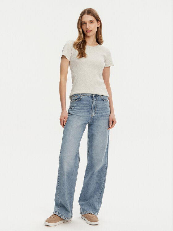 Pieces Pieces Футболка May 17154483 Сірий Slim Fit