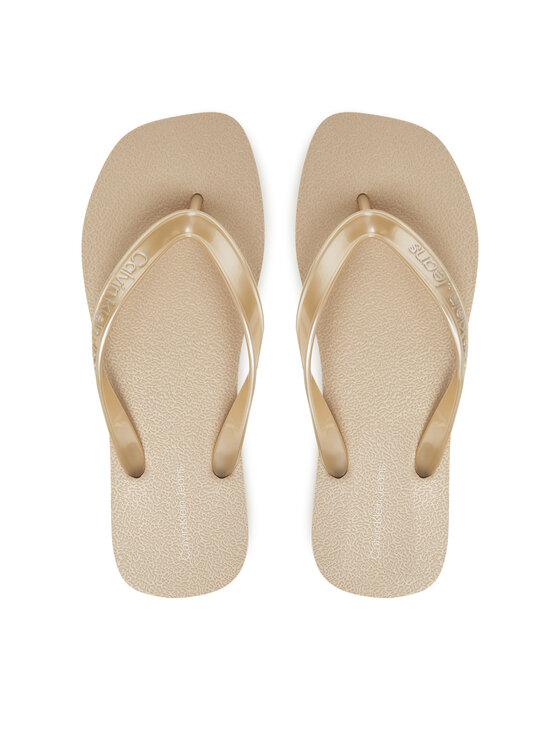 Calvin Klein Jeans Žabky Calvin Klein Jeans Thong+ Tpu Metallic YW0YW01720 Béžová