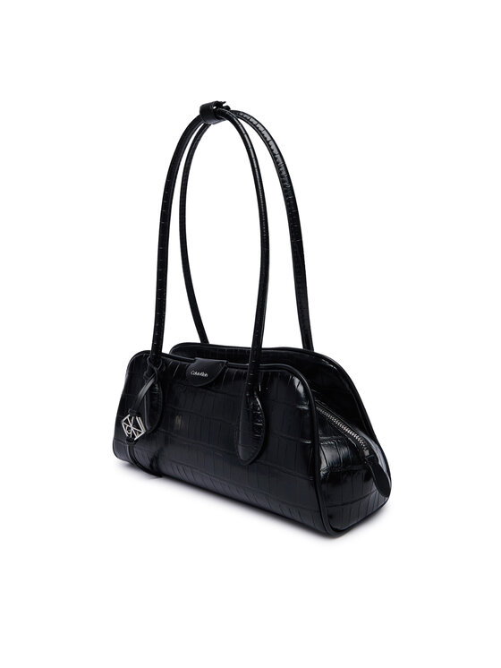 Calvin Klein Soma Calvin Klein Emblem Trio Croco Shoulder Bag LV04F3780G Melns