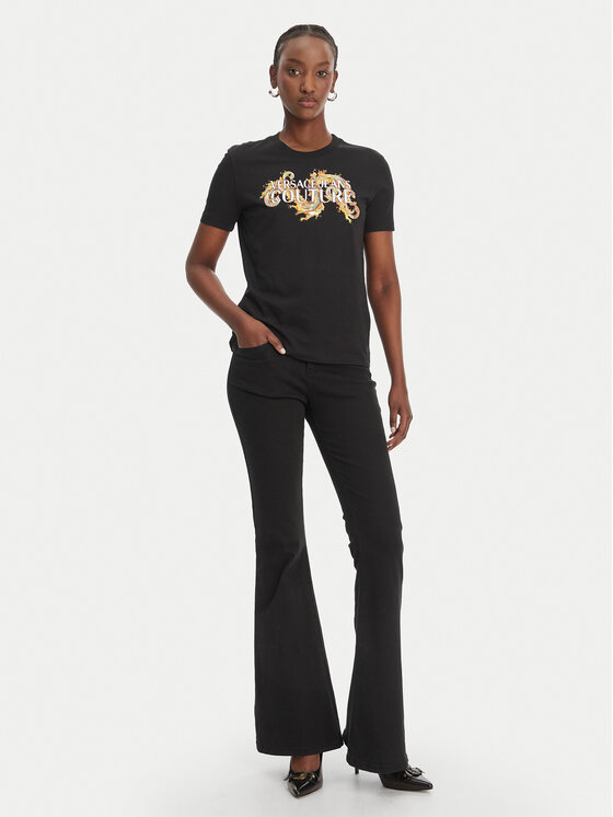 Versace Jeans Couture Versace Jeans Couture Camiseta 80HAHE02 CJ00E Negro Regular Fit