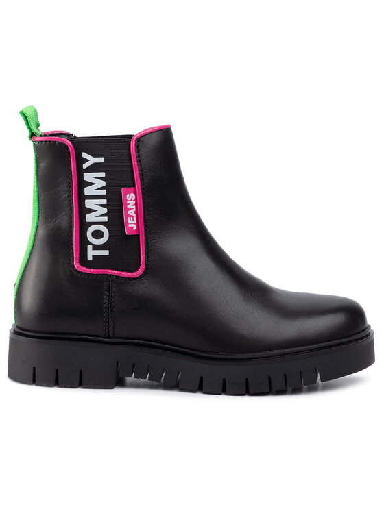 Tommy Jeans Bokacsizma Tommy Jeans Neon Detail Chelsea Boot EN0EN00745 Fekete