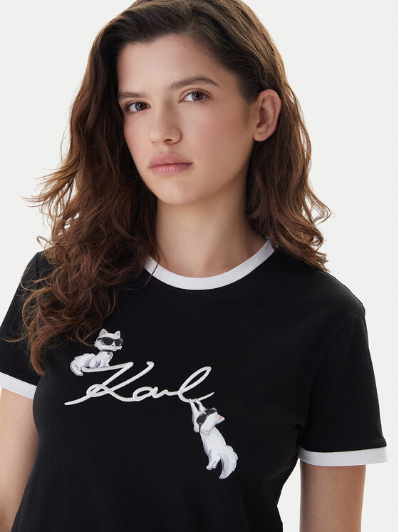 KARL LAGERFELD KARL LAGERFELD Camiseta B1W17040 Negro Slim Fit