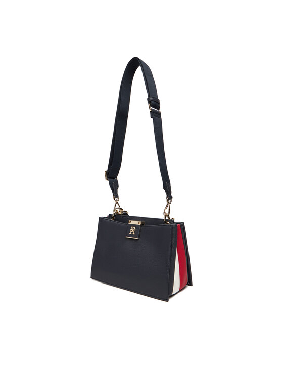 Tommy Hilfiger Kabelka Tommy Hilfiger Th Her Med Satchel Corp AW0AW17830 Tmavomodrá