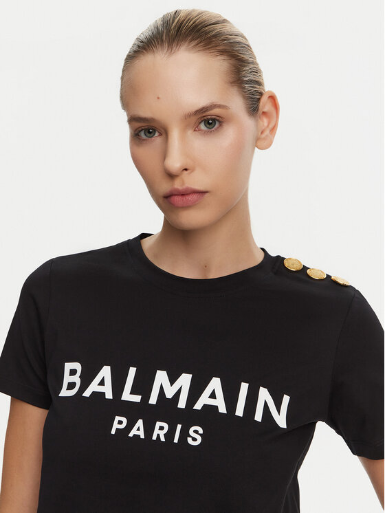 Balmain Balmain Футболка BF1EF005BB02 Чорний Regular Fit