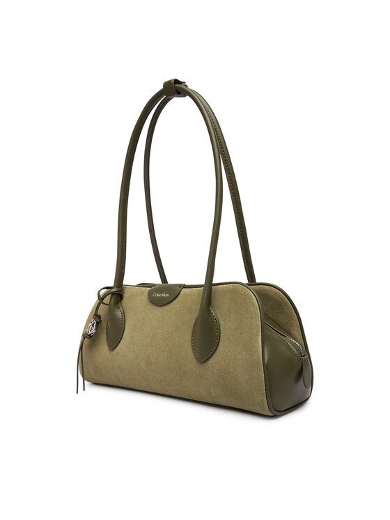 Calvin Klein Torebka Calvin Klein Emblem Trio Suede Shoulder Bag LV04F3888G Zielony ciemny