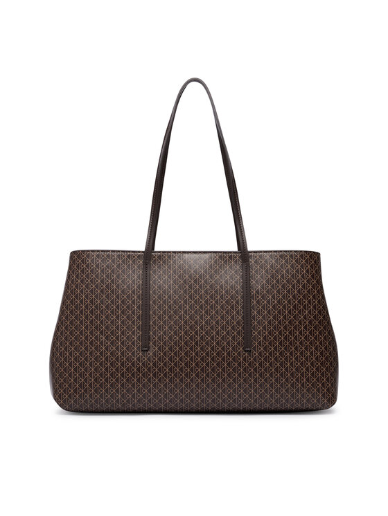Calvin Klein Rankinė Calvin Klein Emblem Aop Medium Work Tote LV04F3786G Tamsiai ruda