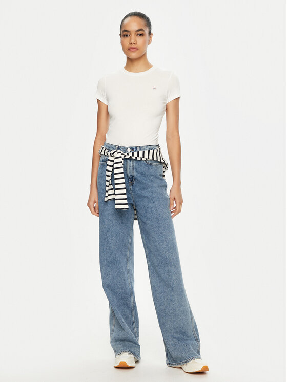 Tommy Jeans Tommy Jeans Majica DW0DW20459 Bela Slim Fit