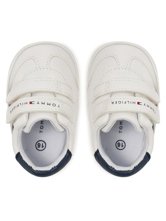 Tommy Hilfiger Sneakersy Tommy Hilfiger Stripe Low Cut Velcro T0B9-33831-1433 Biela