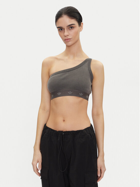adidas adidas Топ Ribbed JC7558 Сірий Slim Fit