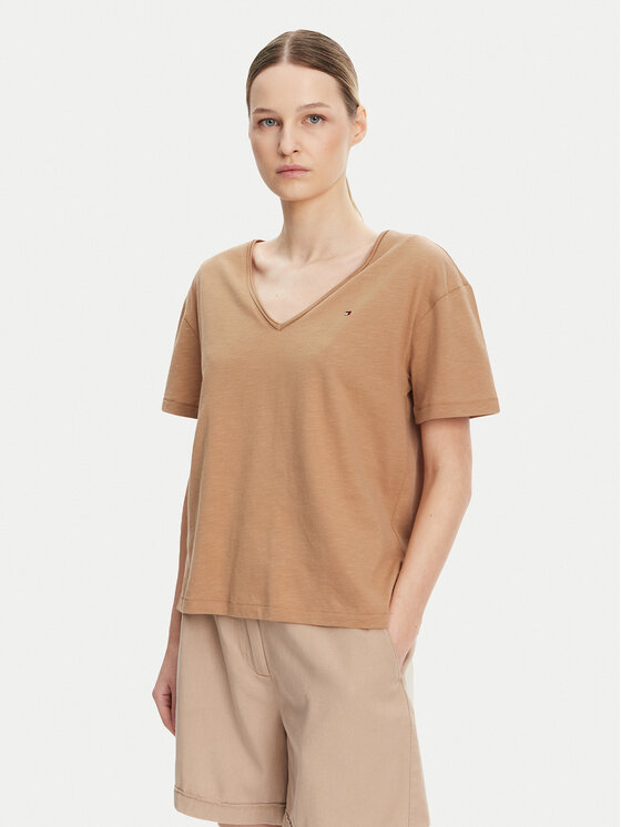 Tommy Hilfiger Tommy Hilfiger Camiseta WW0WW43901 Beis Relaxed Fit