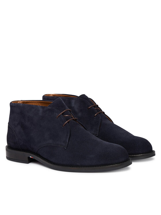 Tommy Hilfiger Polacchine Tommy Hilfiger Corporate Dressy Suede Lace Boot FM0FM05951 Blu scuro