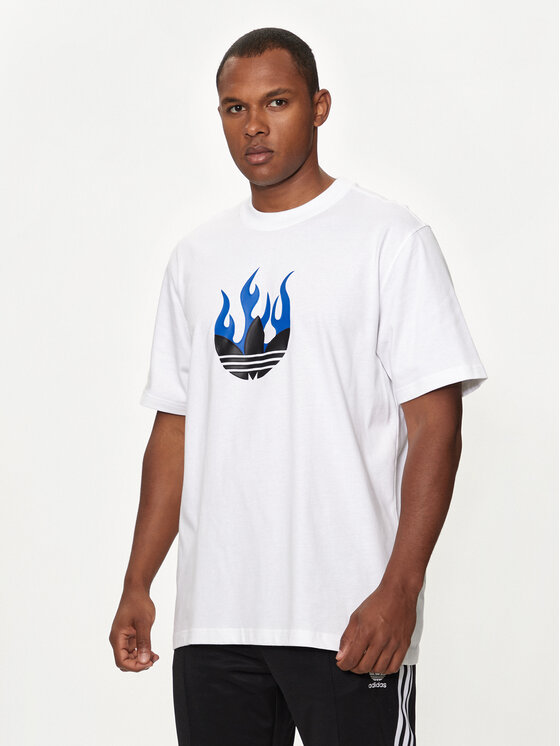 adidas adidas Majica Flames Logo IS2944 Bela Loose Fit