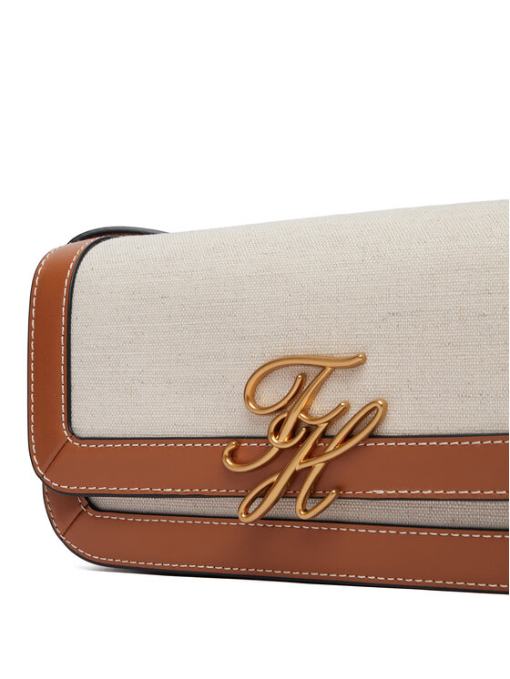 Tommy Hilfiger Τσάντα Tommy Hilfiger Th Script Flap Crossover Canvas AW0AW18737 Κρεμ