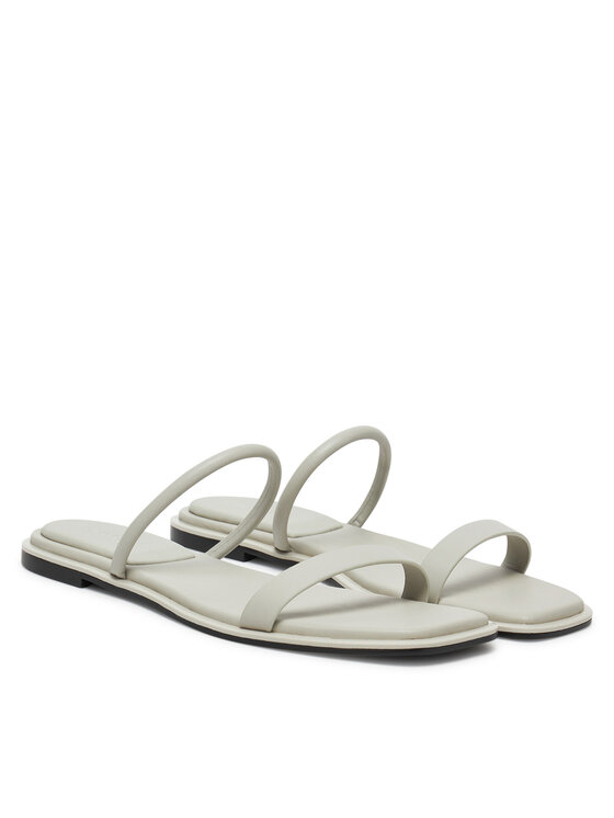 Calvin Klein Papucs Calvin Klein Flat Sandal Squared 2-Bar Lth HW0HW02532 Ekru