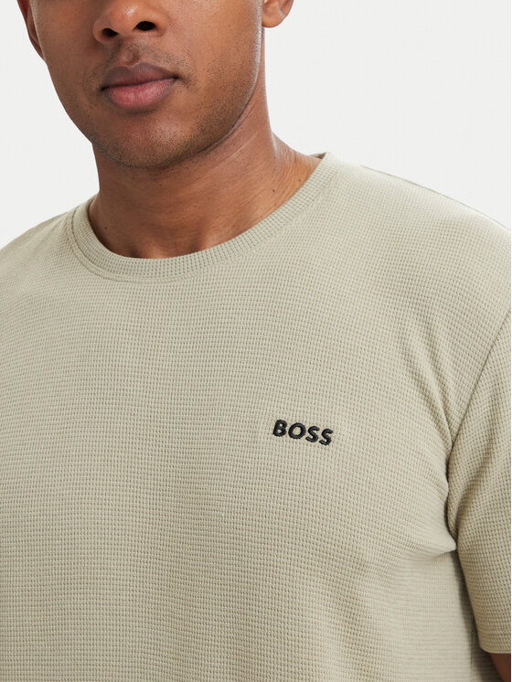 BOSS BOSS Camiseta Waffle 50535891 Verde claro Regular Fit