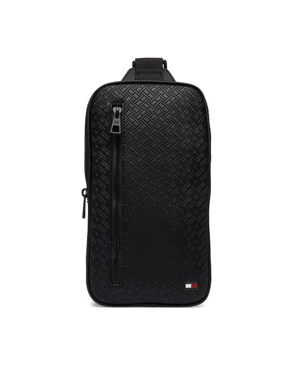 Tommy Hilfiger Taška cez rameno Tommy Hilfiger Embossed Flag Sling Bag AM0AM14191 Čierna