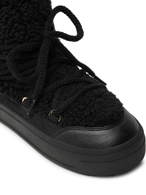 Tommy Hilfiger Botas de nieve Tommy Hilfiger Lace-Up Faux Shearling Snowboot FW0FW08252 Negro
