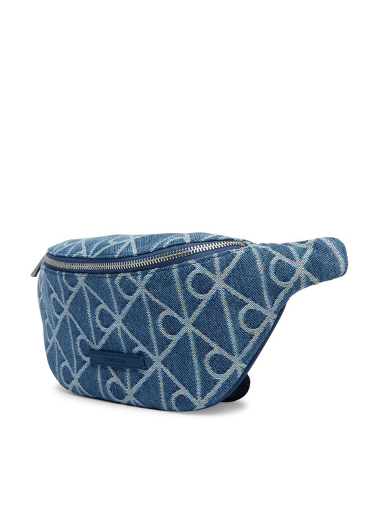 Calvin Klein Torbica za okrog pasu﻿ Calvin Klein Emblem Aop Denim Waistbag LV04D3430G Modra