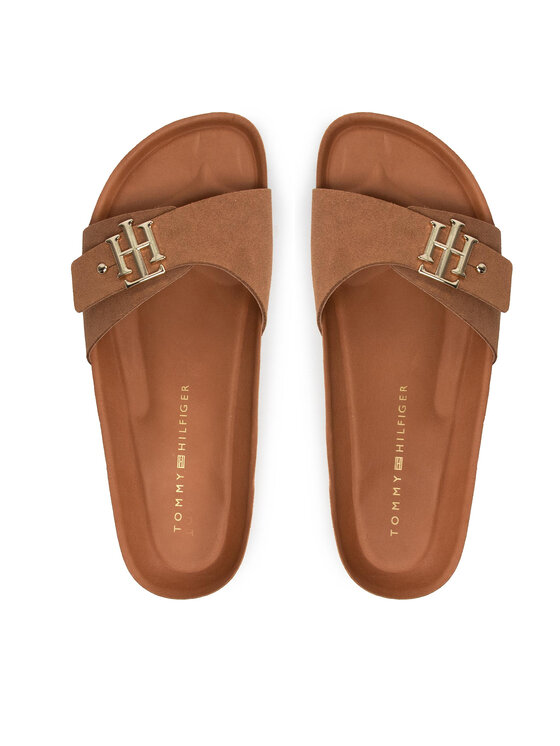 Tommy Hilfiger Iešļūcenes Tommy Hilfiger Th Molded Footbed Flat Sandal FW0FW06244 Brūns