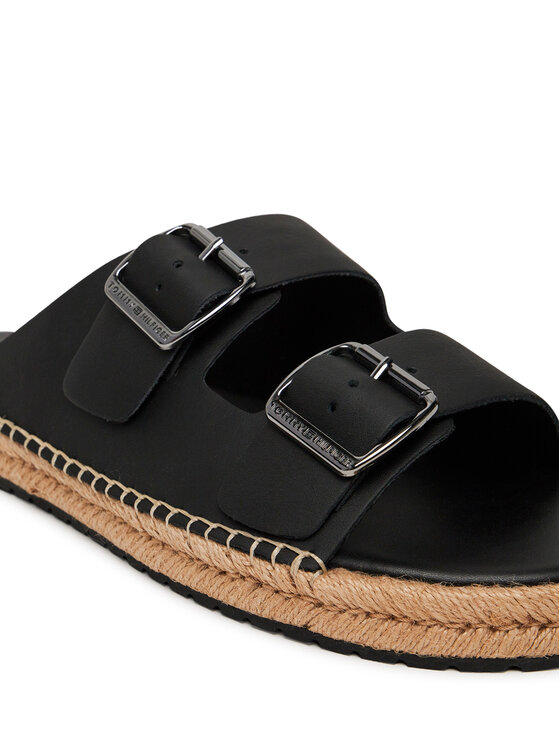 Tommy Hilfiger Espadrillas Tommy Hilfiger Flex Jutte Hilfiger Lth Sandal FM0FM05646 Nero
