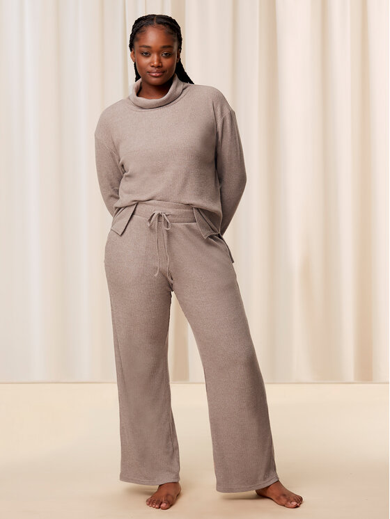 Triumph Triumph Spodnji del pižame Thermal MyWear Wide Leg Trousers 10216564 Bež Regular Fit