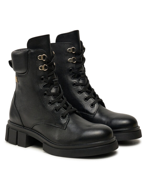 Tommy Hilfiger Žygio batai Tommy Hilfiger Lace-Up Biker Leather FW0FW08167 Juoda