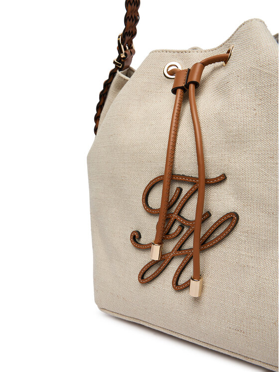 Tommy Hilfiger Ročna torba Tommy Hilfiger Th Elev Summer Bucket Canvas AW0AW18631 Bež