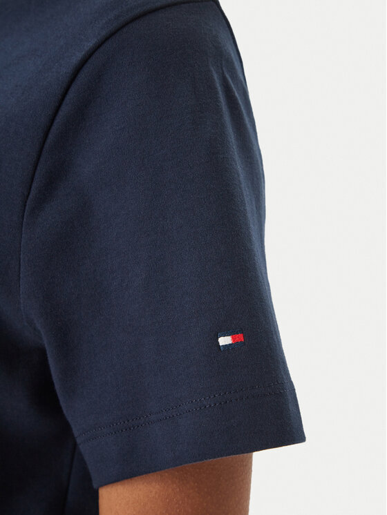 Tommy Hilfiger Tommy Hilfiger Camiseta Logo Interlock WW0WW48707 Azul marino Regular Fit