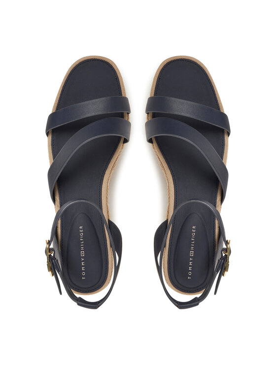 Tommy Hilfiger Espadryle Tommy Hilfiger Ankle Strap Leather Platform FW0FW08497 Granatowy