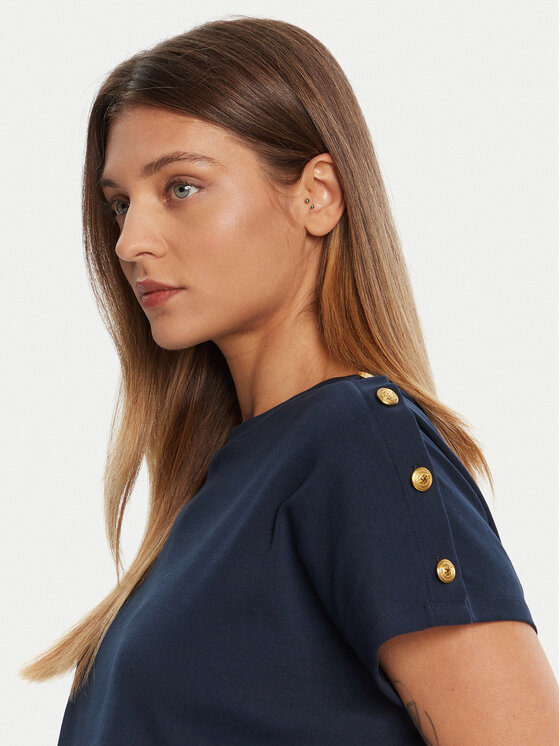 Tommy Hilfiger Tommy Hilfiger Camiseta Gold Button WW0WW47455 Azul marino Regular Fit