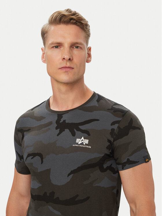Alpha Industries Alpha Industries T-shirt Basic T Small Logo Camo 188505C Grigio Regular Fit