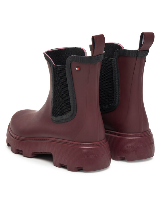Tommy Hilfiger Gumijas zābaki Tommy Hilfiger Flag Ankle Warm Lining FW0FW08974 Bordo