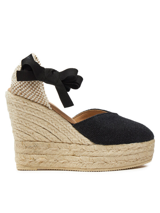 Manebi Еспадрильї Manebi La Havana Heart-Shaped Wedge Espadrilles O 7.9 WH Чорний