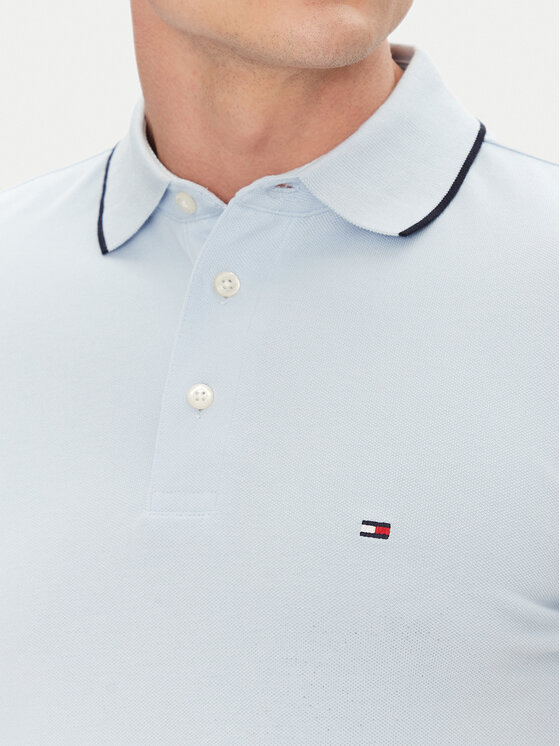 Tommy Hilfiger Tommy Hilfiger Polo marškinėliai Flag Cuff MW0MW38458 Žydra Slim Fit
