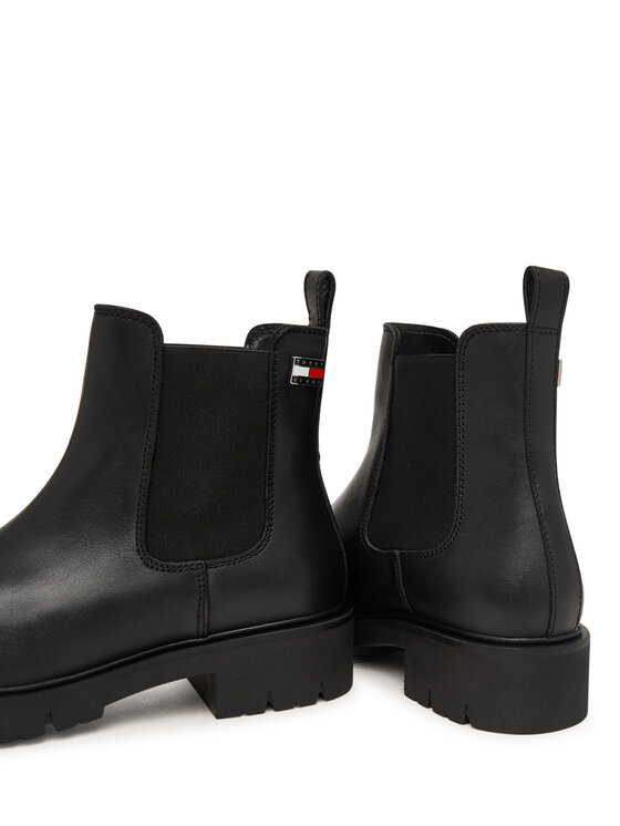 Tommy Jeans Členková obuv s elastickým prvkom Tommy Jeans Tjw Cleated Chelsea Boots EN0EN03105 Čierna