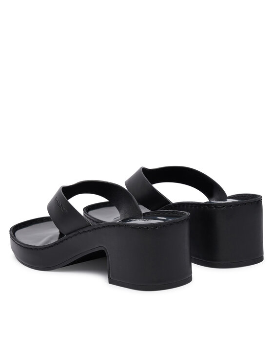 Calvin Klein Japonki Calvin Klein Block Heel Sndl Thong Lth HW0HW02913 Czarny