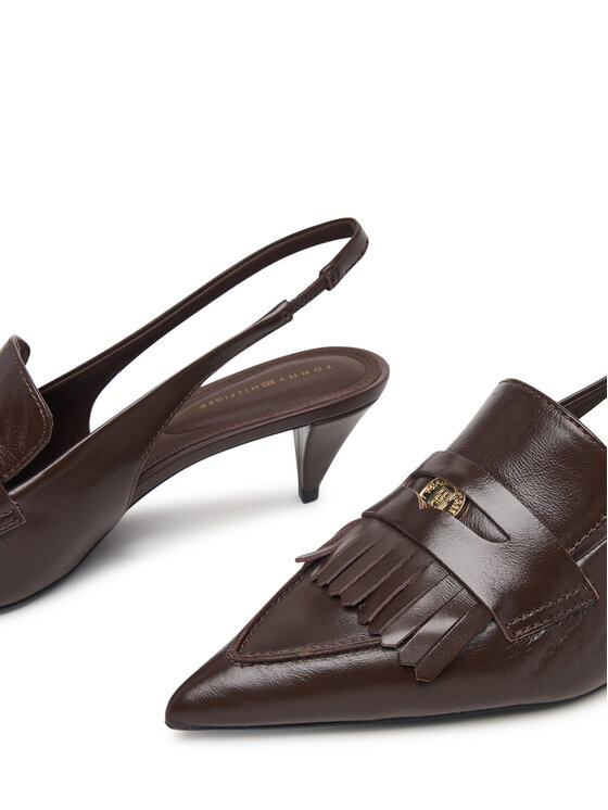 Tommy Hilfiger Czółenka Tommy Hilfiger Th Penny Bar Pointy Sling Back FW0FW09535 Brązowy