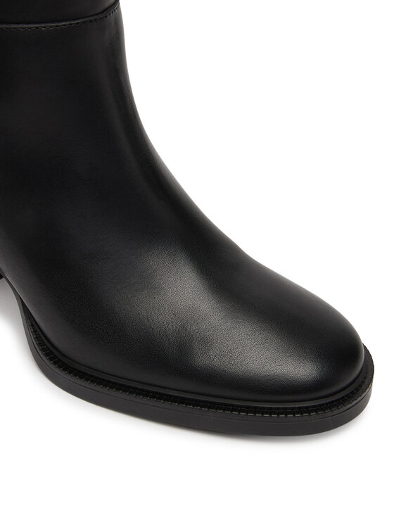 Tommy Hilfiger Zābaki Tommy Hilfiger Stacked Heel Leather Long Boot FW0FW08865 Melns