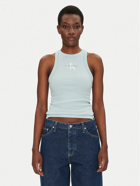 Calvin Klein Jeans Calvin Klein Jeans Top Monologo J20J225301 Azul Slim Fit